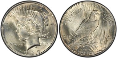 1922 $1 VAM 4 Doubled Motto MS65