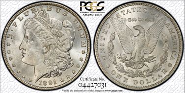 1891 $1 VAM 2, Doubled Ear MS63