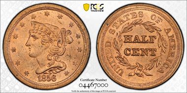 1856 1/2C C-1 MS63RD