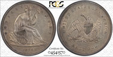 1839 50C No Drapery AU50