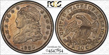 1830 10C Medium 10C AU50