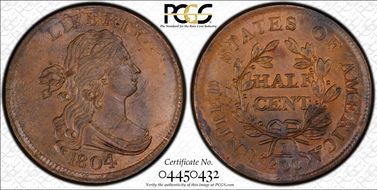 1804 1/2C Crosslet 4, Stems MS61BN