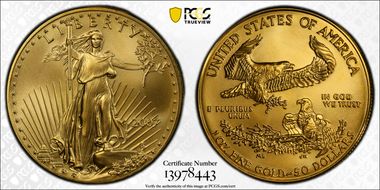 2007 $50 Gold Eagle MS70