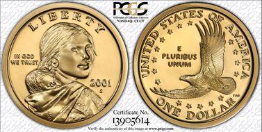 2001-S SAC$1 PR70DCAM