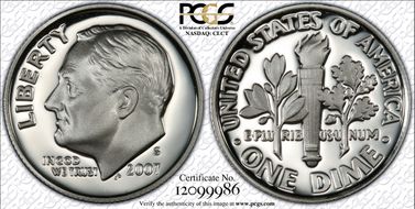 2007-S 10C Silver PR70DCAM