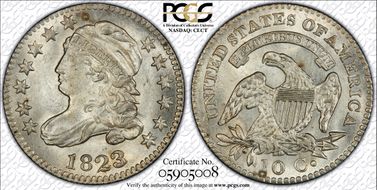 1823/2 10C Large Es MS64