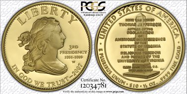 2007-W $10 Jefferson's Liberty First Strike PR70DCAM
