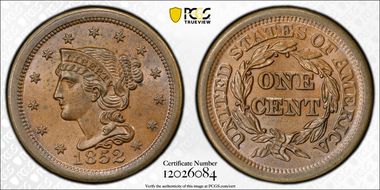 1852 1C Newcomb 21 MS64BN