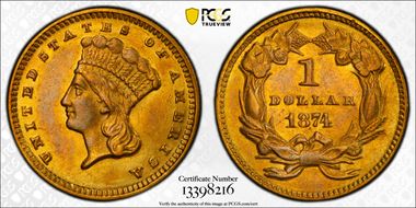 1874 G$1 AU58