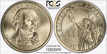 2007-P $1 John Adams Position A - First Day of Issue MS67