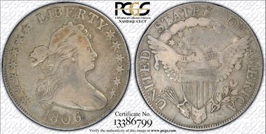 1806 50C Knob 6, Small Stars VF20