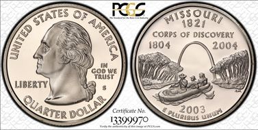 2003-S 25C Missouri Silver PR70DCAM