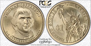 2007-D $1 T. Jefferson - Pos. B Satin Finish SP69