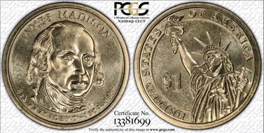 2007-D $1 James Madison - Pos. B Satin Finish SP69