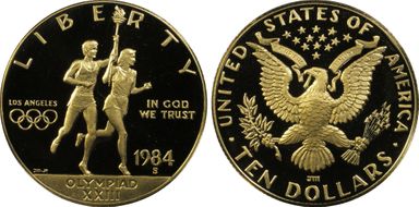 1984-S $10 Olympic PR70DCAM
