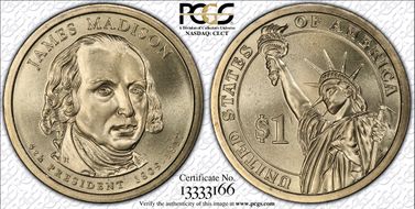 2007-P $1 James Madison - Pos. A Satin Finish SP69