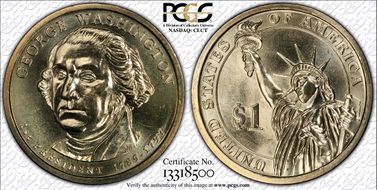 (2007) $1 Missing Edge Lettering George Washington MS67