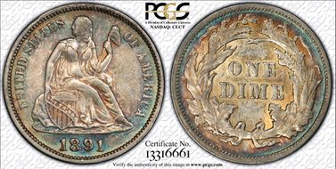 1891 10C AU50