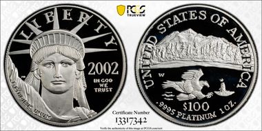 2002-W $100 Statue of Liberty PR70DCAM