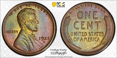 1921-S 1C MS65+ BN