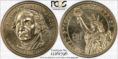 2007-D $1 Weak Edge Lettering Washington - Position B AU58