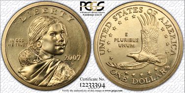 2007-D SAC$1 Satin Finish SP69