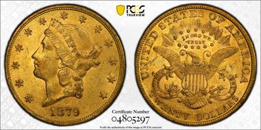 1879 $20 AU58