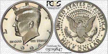 1994-S 50C Silver PR70DCAM