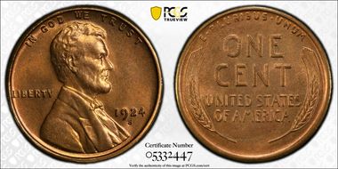 1924-S 1C MS65+ RD