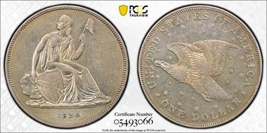 1836 $1 J-60 Original, Alignment IV PR50