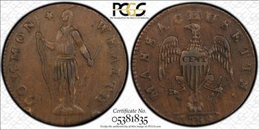 1788 Cent Massachusetts, Period XF40BN