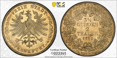 1843 2 Th KM-329 Crowned Eagle MS62