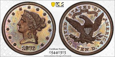 1876 $10 J-1486 PR63RB