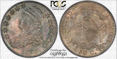 1820 50C O-106 Sq. 2, Lg Date, No Knob MS62