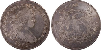 1795 $1 Draped Bust, Off-Center VF30