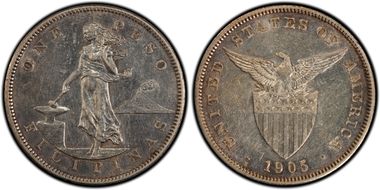 1905-S Peso Allen-16.06a Straight Serif AU50