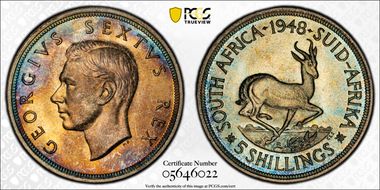 1948 5 Shil KM-40.1  Ag MS68