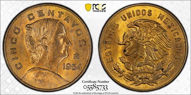 1954-Mo 5C KM-426  w/o Dot Head Right MS65