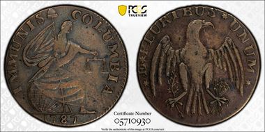 1787 1/2P Immunis Columbia Eagle Reverse, Plain Edge XF45BN