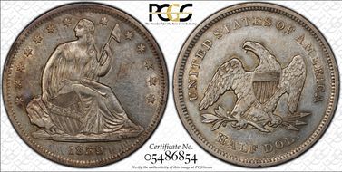 1839 50C WB-1 No Drapery AU53