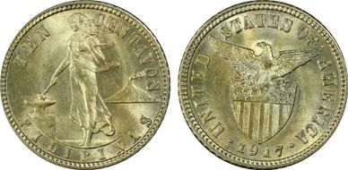 1917-S 10C KM-169 MS64