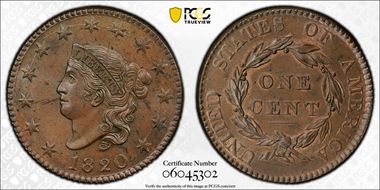 1820 1C N-13, Large Date MS65BN