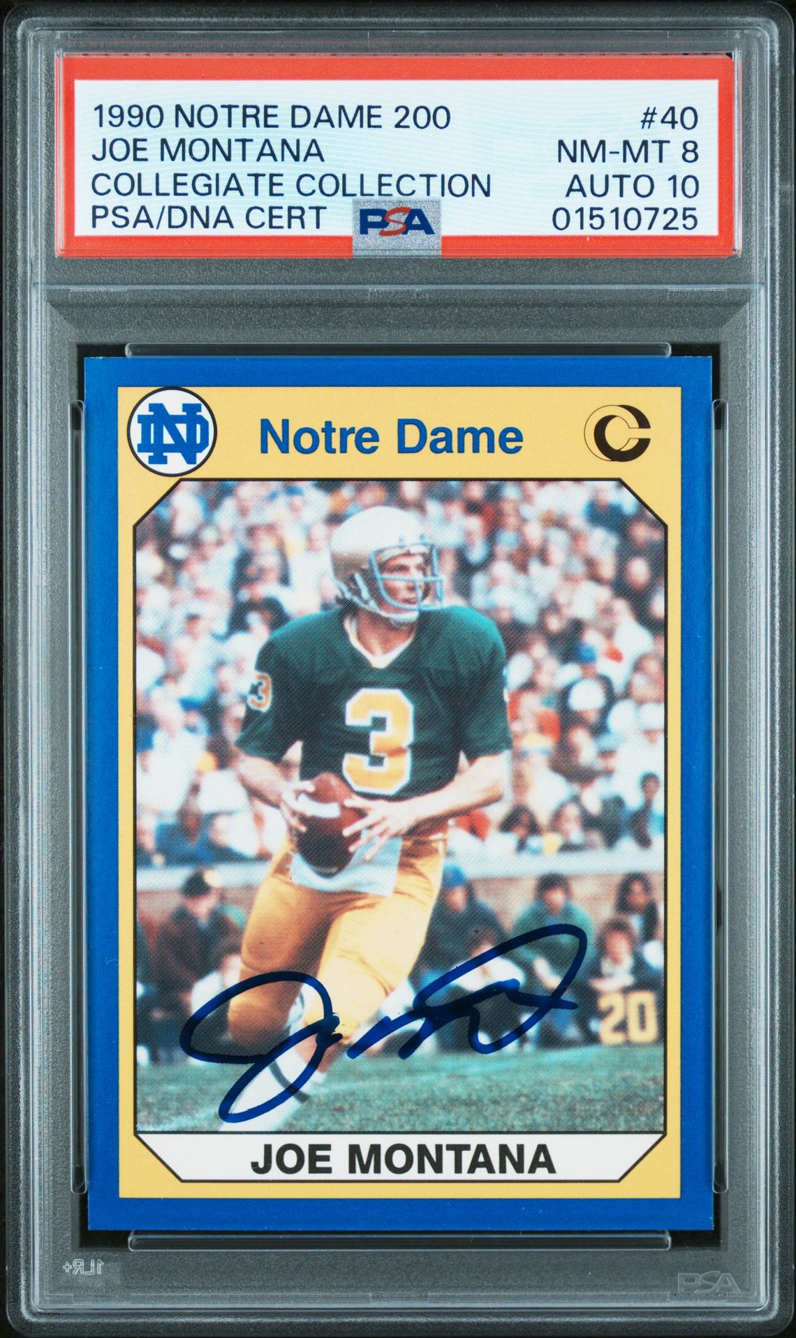 1990 Notre Dame 200 Collegiate Collection Joe Montana #40 (Collegiate Collection) Nm-Mt 8 front