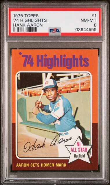 1975 Topps TOPPS HANK AARON #1 '74 Highlights front