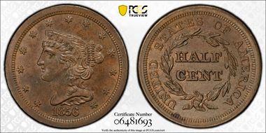 1856 1/2C MS64BN