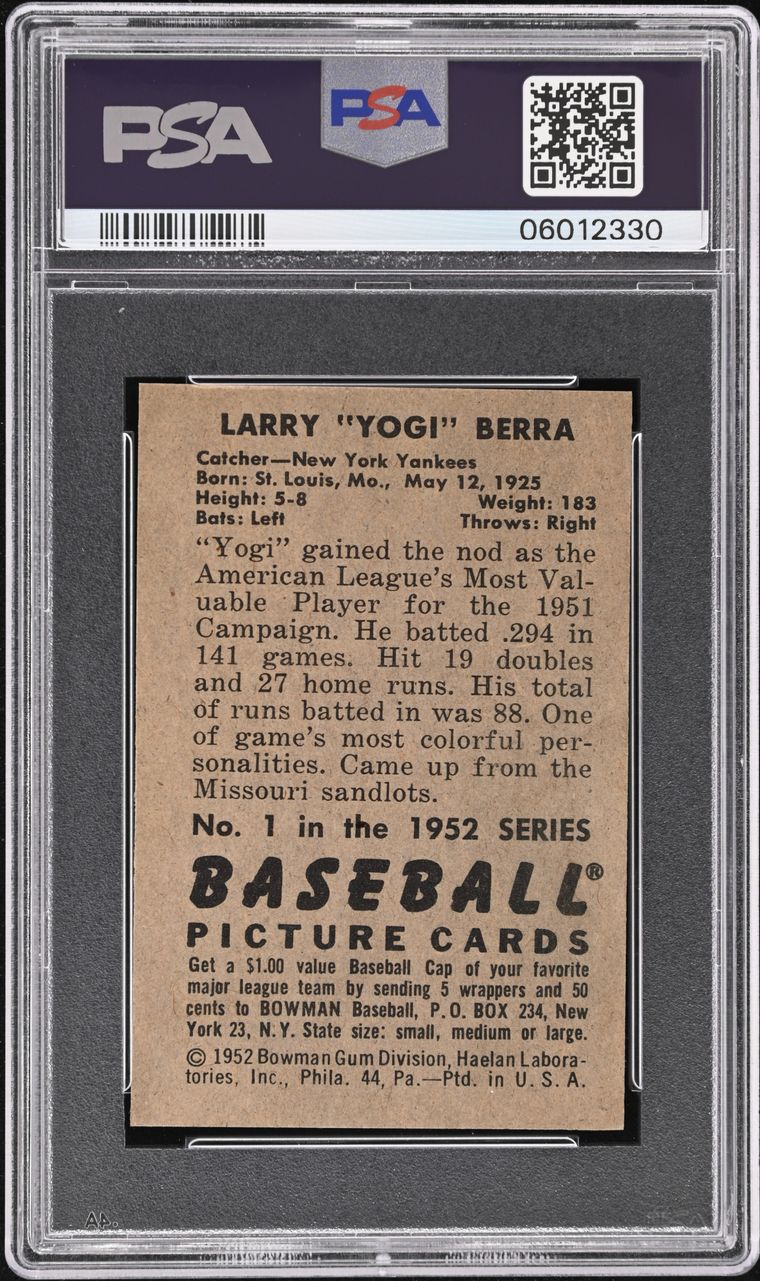 1959 Yoo-Hoo Yogi Berra (No Tab Hand Cut)