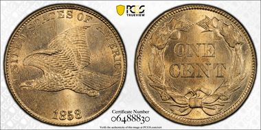 1858 1C Lg Ltrs, Low Leaves, FS-901 MS66+