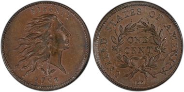 1793 1C Wreath, Vine and Bars MS64BN