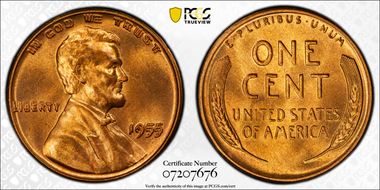 1955 1C Doubled Die Obverse MS65+ RD