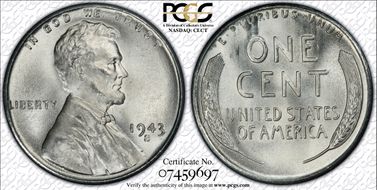 1943-S 1C MS67